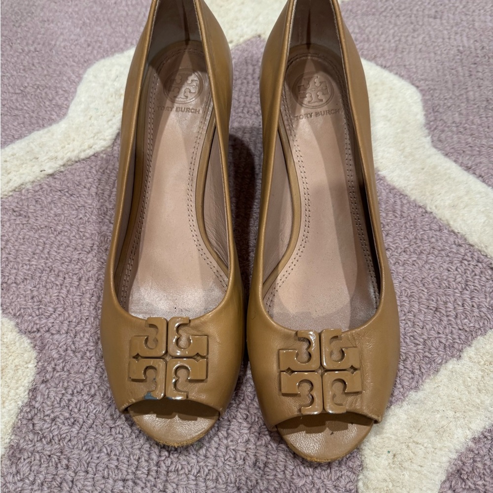 Tory Burch Tan Peep-Toe Women's Shoes